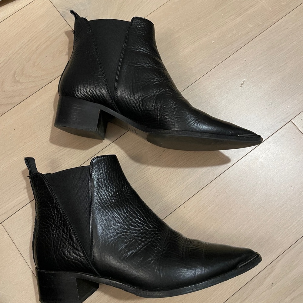 Acne Black Ankle Boots with Chelsea Style and Block Heel